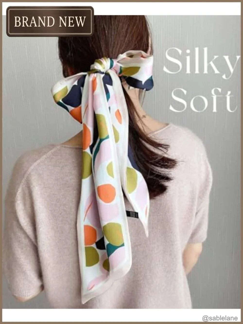 Silk Feeling Satin Hair Scarf Wrap - Fashion Neck Scarf for Women